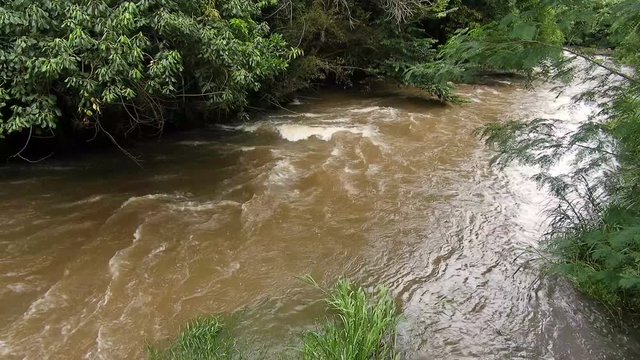 waterfall on Jacare Pepira river in Brotas city