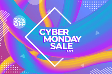 Cyber Monday sale colorful advertising poster or banner template