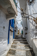 Traditional alley in ano Syros at Syros island, Cyclades, Greece