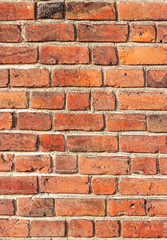 Old brick wall texture. Wall of red old bricks. Background.