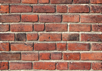 Old brick wall texture. Wall of red old bricks. Background.