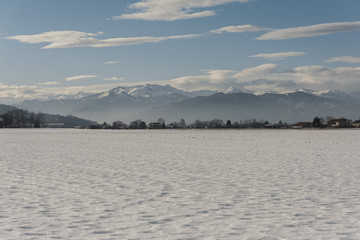 Obraz na płótnie Canvas Italy, Cuneo city, Agientera mountain, winter, snow, mountain peaks