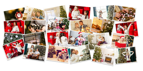 collage of Christmas pictures. Seasons. Selective focus Holidays