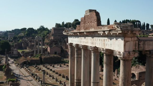Column Roman Forum aerial view from drone (authorized) 4K ProRes 422