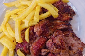 Fried veal and french fries