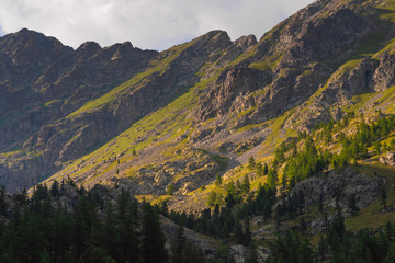 National Nature Park France Mercantour. Mountains landscape at sunrise