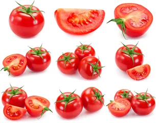 Fotobehang Collection of fresh tomato isolated on white background © valery121283