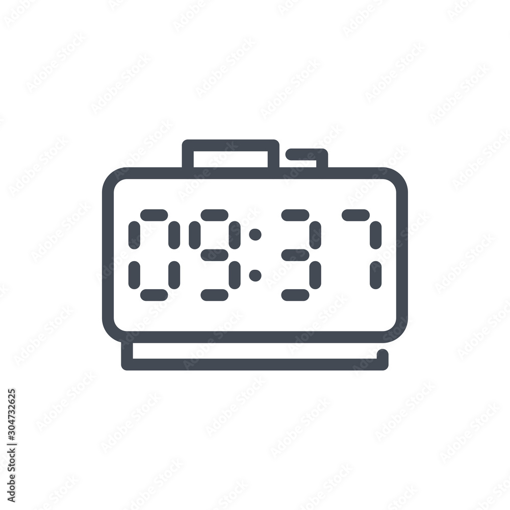 Poster digital table watch line icon. electronic clock with stop buttons on top vector outline sign.