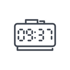 Digital table watch line icon. Electronic clock with stop buttons on top vector outline sign.