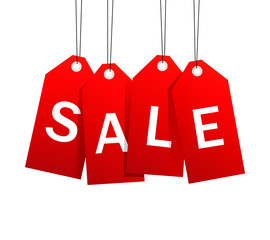 Obraz na płótnie Canvas Sale price tags. Big sale. Red color paper sale label with shadow. Labels And Badges. Header website. Promotional vector illustration.