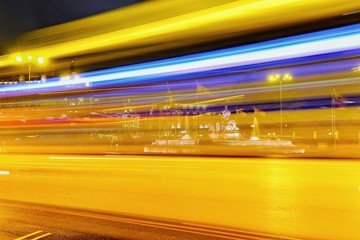 Lights of the night Madrid, Spain. Plaza de Cibeles.