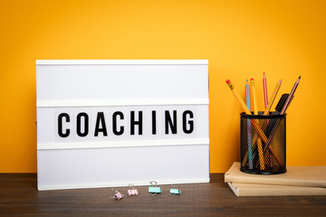 Coaching. Learning, education, courses and retraining concept