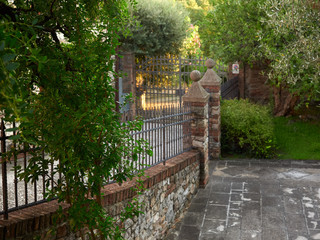 Landscaping on the street of the old town ARKUA PETRARKA, ITALY