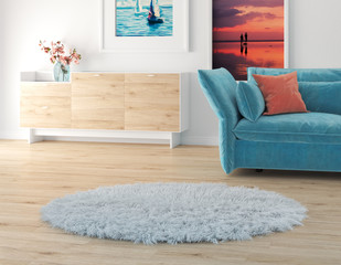 White Modern Living room  Scandinavian Interior 5
