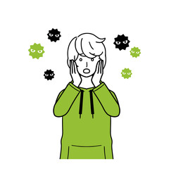 Illustration of a man worried about an infection.