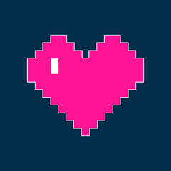 Trend pixel heart icon in Plastic pink. Love sign illustration