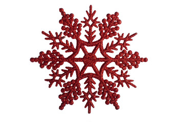 Snowflake red isolate on a white background.