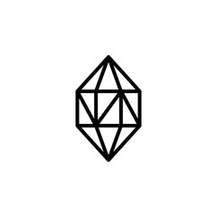 Hexagonal diamond outline icon is a simple trendy style. Vector logo of gemstone