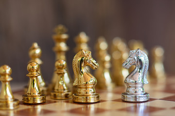 Chess board game, business competitive concept