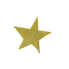 Fototapeta na wymiar Simple hand-drawn golden star. Decorative texture element for design. Shiny golden star on a white background, Christmas decoration