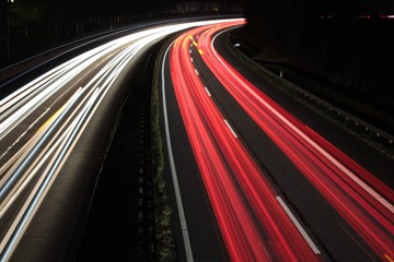 Fototapeta na wymiar nocturnal light strips on a motorway