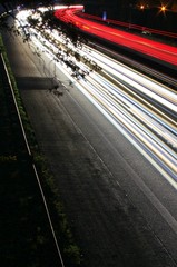 nocturnal light strips on a motorway