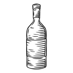 Vintage retro wine bottle isolated vector illustration on a white background.