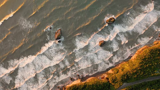 Aerial view of coastal cliff formation at Nine Mile, West Coast.
