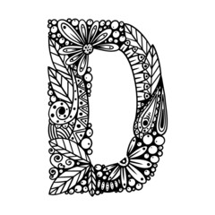 Floral letter. Monogram letter. Alphabet