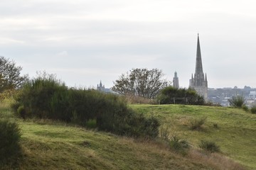 Obraz premium Views of Norwich, Norfolk, UK, from Mousehold Heath.