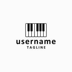simple piano logo design inspiration . piano tuts logo template . keyboard design icon