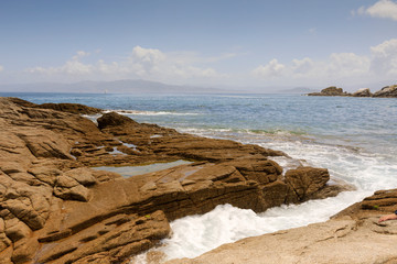 coastal scene at Praia dos Bólos on the Cíes Islands