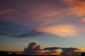 Fototapeta premium Orange Clouds,Sky are like cotton candy.