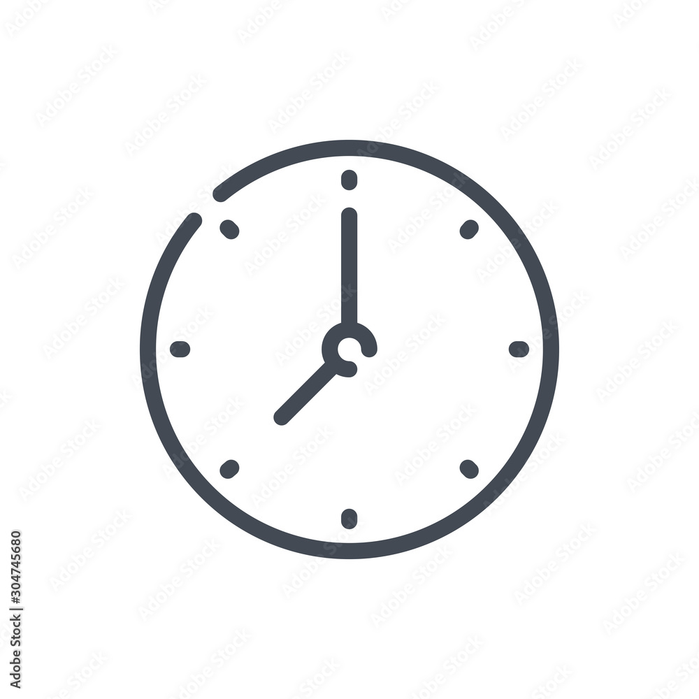 Poster time and clock line icon. watch and time management vector outline sign.