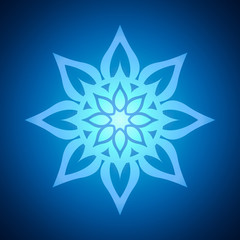 Abstract snowflake on a blue background.