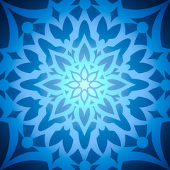 Fototapeta na wymiar Abstract snowflake on a blue background.