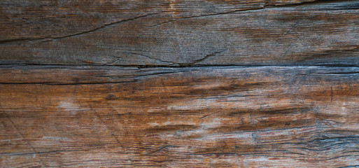 Weathered old wooden vintage barn in Swiss Alps. Timber wood wall texture background. Used as natural background. Vintage toned. Empty template.