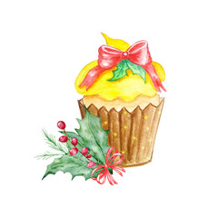 watercolor christmas cupcake16