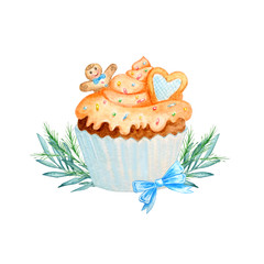 watercolor christmas cupcake17
