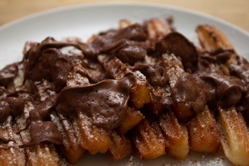 churros with chocolate dessert 