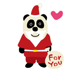 プレゼントを持ったサンタクロースのパンダ 2f サンタのコスプレ動物