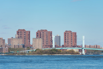 Fototapeta na wymiar Upper East Side Skyline in New York City with Ward's Island Bridge
