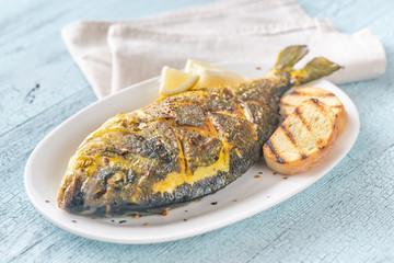 Fried saffron sea bream