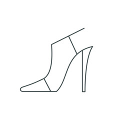 Female shoe with high heel. Elegant black slipper with spike heel on while background. Vector illustration. Good for wrapping, print, wallpaper.