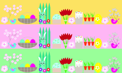 Fototapeta na wymiar Easter banners collection.Easter horizontal backgrounds vector illustration
