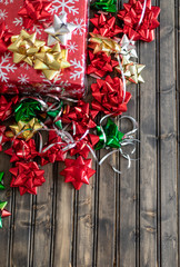 Christmas gifts and bows for wrapping