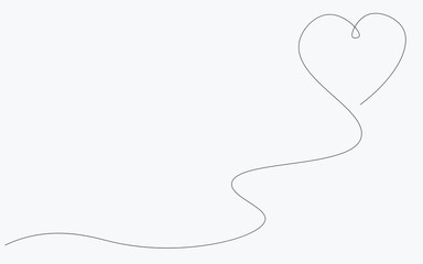 Valentine day background with heart one line drawing vector illustration