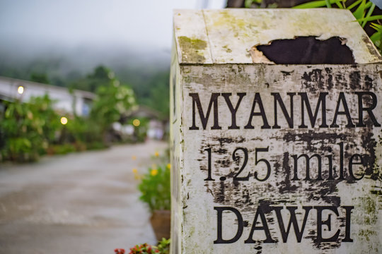 milestone From Etong village to myanmar at kanchanaburi thailand.Pilok mine The Old mine near the Thai-Myanmar border