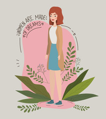 female girl power poster with leaves avatar character