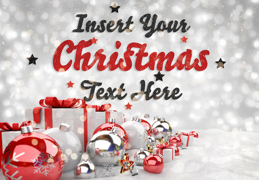 Striped Text Effect with Christmas Scene